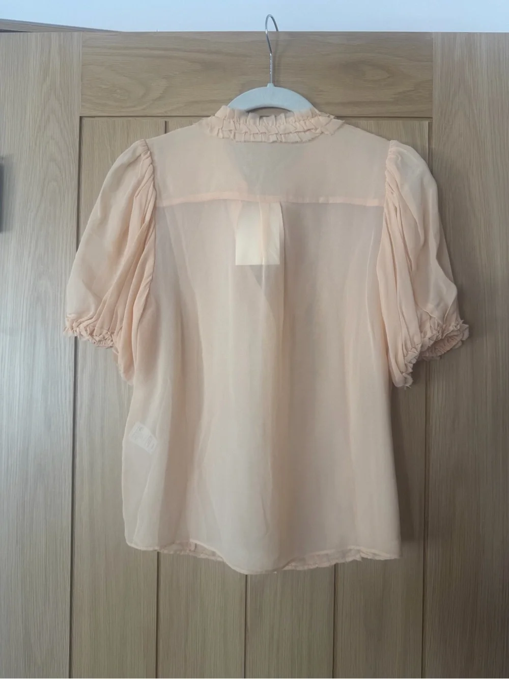 Ulla Johnson Adira Peach Ruffle Front Short Sleeve Silk Blouse NWT